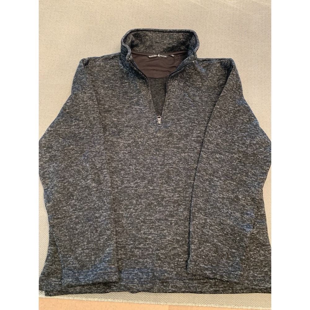 Beverly Hills Polo Club Black Marble 1/4 Zip Long Sleeve Pullover Sweater Medium